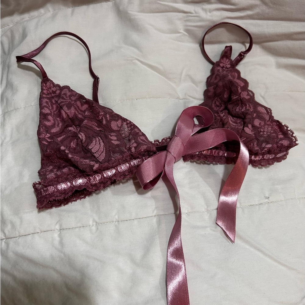 Frederick's of Hollywood 2 Lace Bralettes and skirt in Pink.